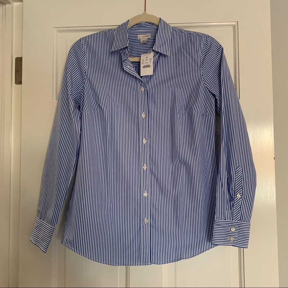 J by J.Crew blue pinstripe button down shirt